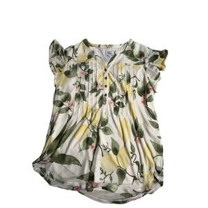Kim Rogers short sleeve Spring floral blouse size medium